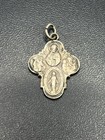 Catholic 4 Way Cross Medal Pendant Fr Necklace Jesus Mary Joseph Sterling Silver