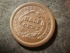 1849 Au Glossy Coronet Braided Hair Half Cent Cal