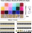 1280pcs 6mm Glass Beads For Bracelets  Bracelet Making Kit 24 Style Crystal Bead