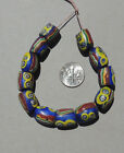 12 Old Antique Venetian Oval Millefiori African Trade Beads  4974