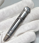 Antique Art Deco French Sterling Silver Sewing Needle Case Geometric Shell