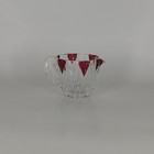 Glass Creamer Pitcher Ruby Red Accents Clear Solid Handle Vintage