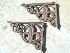 2 Cast Iron Shelf Brackets  Support Braces 