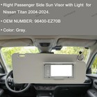 Right Passenger Side Sun Visor W  Light For Nissan Titan 2004-2024 96400-ez70b