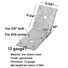 10 Pcs 23 8  Width 45 Degree Angle Bracket Galvanized Steel 11 Gauge