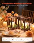 Vevor 12 Set Wooden Wedding Lantern With Led Candles And Eucalyptus Wreath Brown