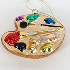 Painters Palette Artist Gift Glass Christmas Tree Ornament