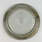 Heavy Vintage Glass Cigar Ashtray Brass Beaded Rim Park Sherman Co Usa Mcm