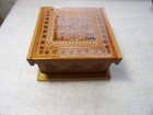 Antique Ukrainian Wooden Jewelry Box  Decorated Folk Art 
