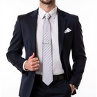 Mens Silk Necktie Solid Color Tie And Pocket Square Cufflink Tie Clip Set Wov   