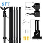 6ft Black Flag Pole Kit For Outside House With American Flag   Solar Light 1    