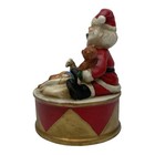 Vintage Santa Music Box Jingle Bells Christmas Drum Figurine Works