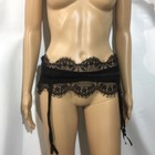 Icollection Hook Back Garter Belt Black Eyelash Lace Size 1 2x  Style 95034