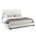 Pessac White Upholstered Bed Frame King Size Panel Bed