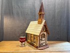Vintage Miniature Church Hand Made Folk Art Wooden Building Doll House Rare