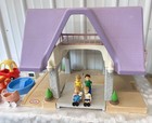 Vintage 1989 Little Tikes Large Purple Roof 2 Story Doll House W  Accessories