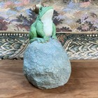Ganz Frog Prince W Crown Garden Statue On Stone Rock Toad Figurine