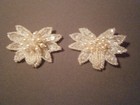 Vintage White Faux Pearl Seed Beads Sequins Floral Wedding Formal Shoe Clips