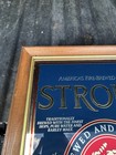 Vintage Strohs Beer Mirror Lion Crest Family Brewed Owned Bar Sign Wood Frame