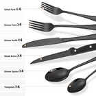 24-piece Black Silverware Set With Steak Knives Black Stainless Steel Flatwar   