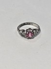    vintage Uncas Kiddiegem Sterling Silver Child Ring Pink Stone Size 2 As Is