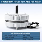 Power Vent Attic Fan Motor For F0510b2944 Add-a-vent1800 Series 120v Thermostat