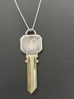 Vintage Sterling Top Key Pendant Necklace 925 And Brass Signed Ar Monogram    