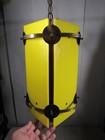 Vintage 1960s70s Mid Century Modern Yellow Hanging Chandelier Swag Lamp Light