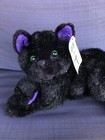 Vintage First   Main    midnight    Black Cat Plush Purple Ears Paws Tags 12    Rare