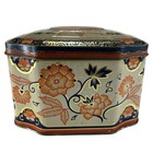 Antique Hudson Scott   Sons Floral Metal Tea Box Container Vintage England Tin