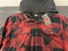  80 Quiksilver Surf L Large Fleece Hoodie Button Down Shirt Men Warm Checker New