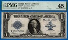 1923  1 Silver Certificate Pmg 45 Wanted Popular Blue Seal Star Fr 237 