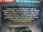 Chilton s 1981-95  Lebaron  Aries Daytona  Sundance  Dynasty  Lancer  Spirit 4cy