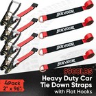 4 Pack Car Tie Down Straps For Trailers - 2  X 96  - 9900lbs Break Strength -   