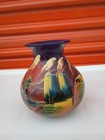 Hand Painted Signed Clay Mexican Folk Art Pottery Vase