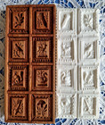 Rare Wooden Antique Springerle Speculaas Butter Cookie Stamp Press Mold 8 Prints