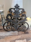 Vintage Ornate Solid Cast Iron Decor Piece Fleur-de-lis Style 