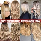 Clip In 100  Remy Human Hair Extensions One Piece Blonde 3 4 Full Head Weft Long