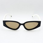 Chanel Ch6056 Cat Eye Sunglasses Black White Frame Brown Lens Cc Logo 54-20-140