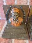 Antique Vtg Cold Painted Dante Pair Of Bookends Bookcase Decor 5 Inch Tall 1913