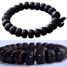 Vv8oo Wooden Beads Bracelet Lightning Struck Jujube Wood Black B_13mm  Black