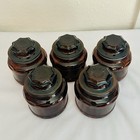 Vintage Dark Brown Or Amber Glass Apothecary Canister Jars  lot Of 5 