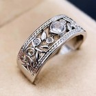 Elegant 925 Sterling Silver White Topaz Charms Wedding Engagement Ring Size 8 5