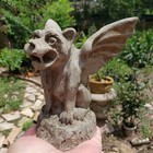Winged Gargoyle Gothic Figurine Candle Holder Stoneware 