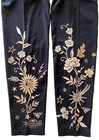 Bnwt Johnny Was Torine Floral Embroidered Stretch Cotton Leggings Black    xl  130
