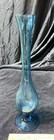 Vintage-hand Blown Green Glass Paneled Swirl Ruffled Edge Bud Vase 11  Tall