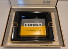 Vintage Cohiba La Habana Cuba Xonex Ceramic Cigar Ashtray Black Yellow Gold