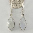 925 Sterling Silver - Oval Rainbow Moonstone Leverback Earrings Natural Gemstone