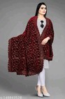 Heavy Embroidery Maroon Velvet Dupatta For Bride And Women 2 3 Mtr 