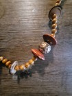 Handcrafted Prayer Bead Mala Necklace Wooden Seed Beads Silver-toned Pendants 
